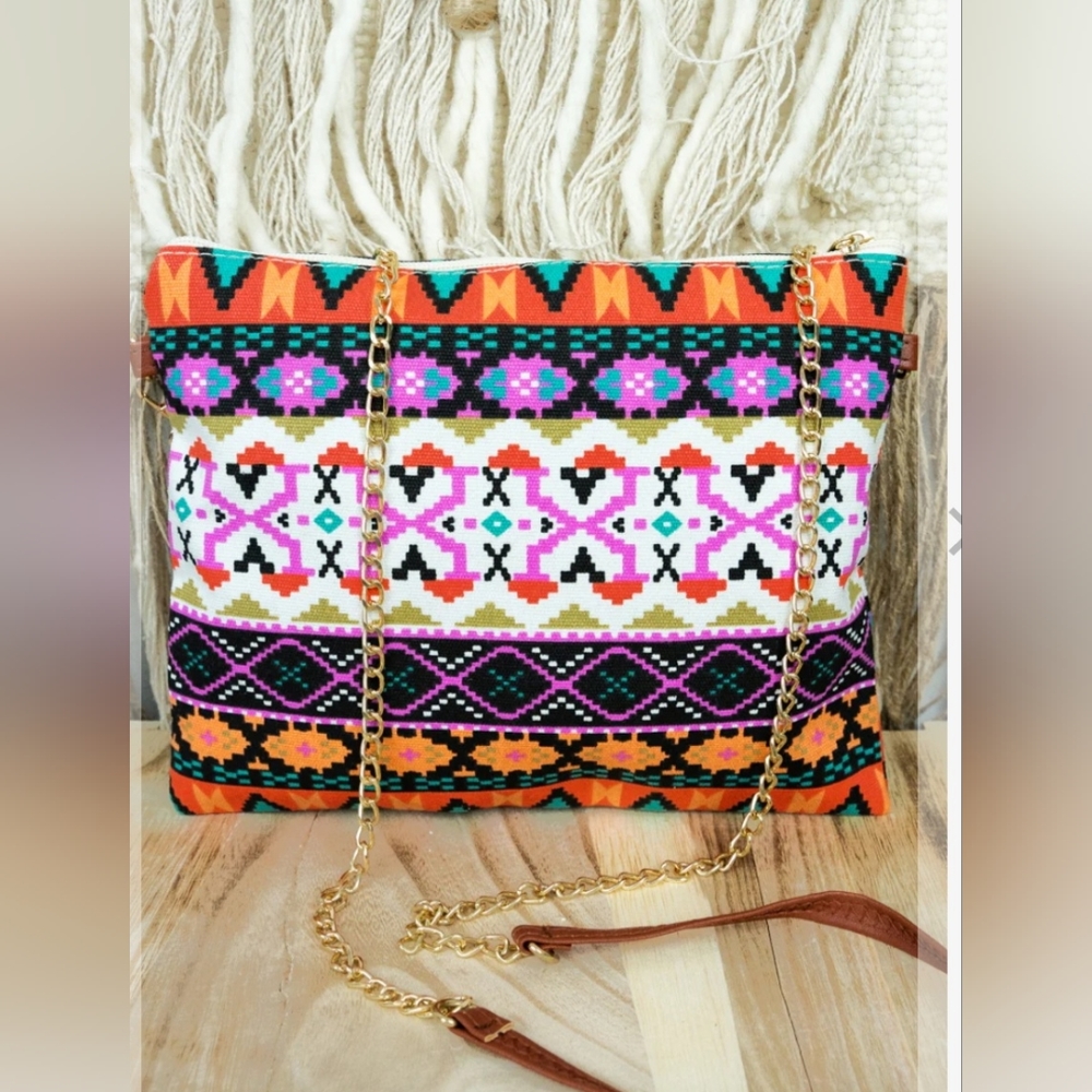 DIAMOND VISTA ORANGE CROSSBODY CLUTCH TOTE